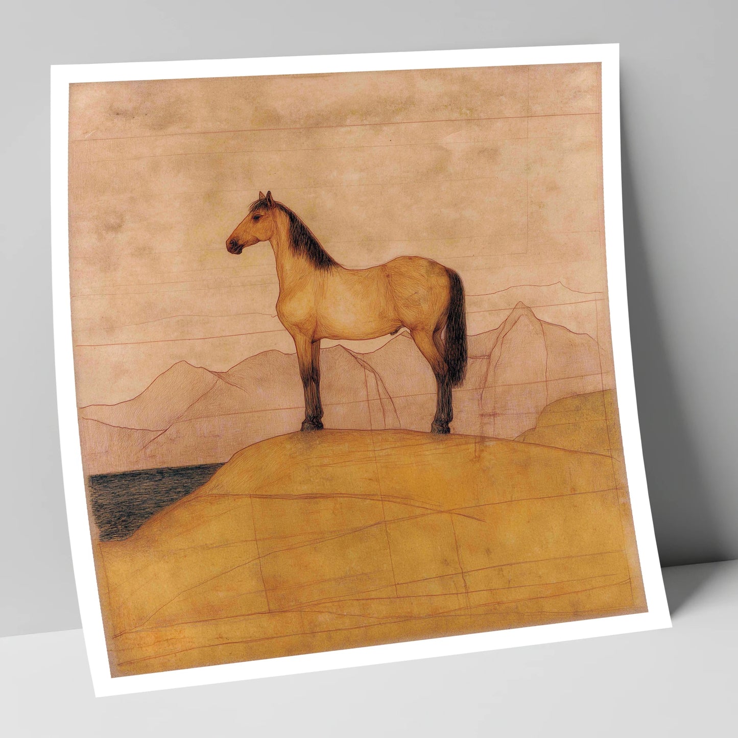 Golden Ridge Study horse landscape art print