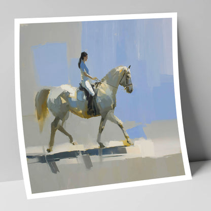 The Sunlit Grey dressage horse art print