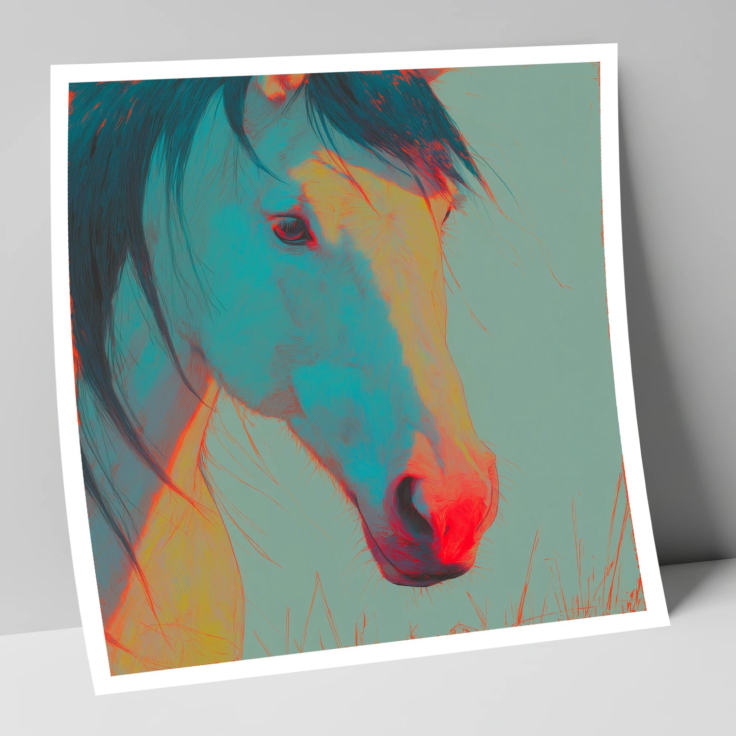 Neon Equine Gaze horse portrait art print