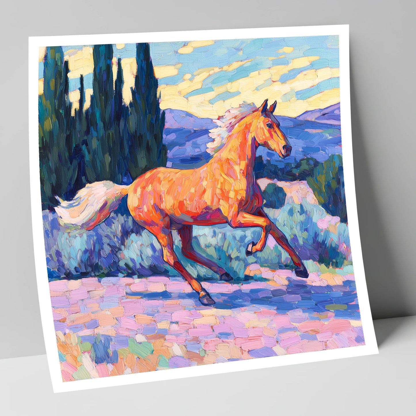 Vibrant Golden Canter horse breed art print