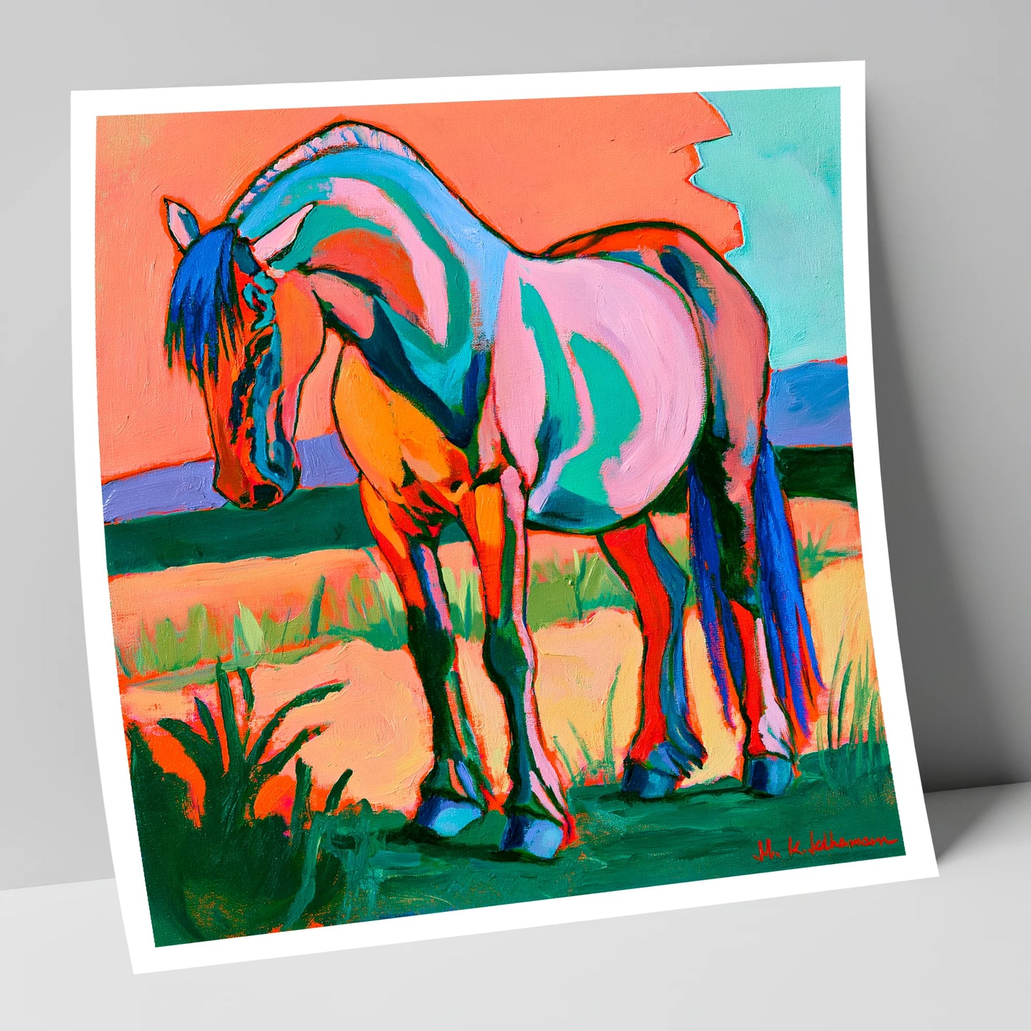 Colourful Contemporary Standing Horse horse breed art print