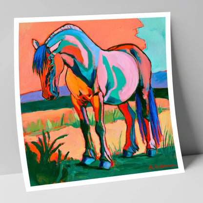 Colourful Contemporary Standing Horse horse breed art print