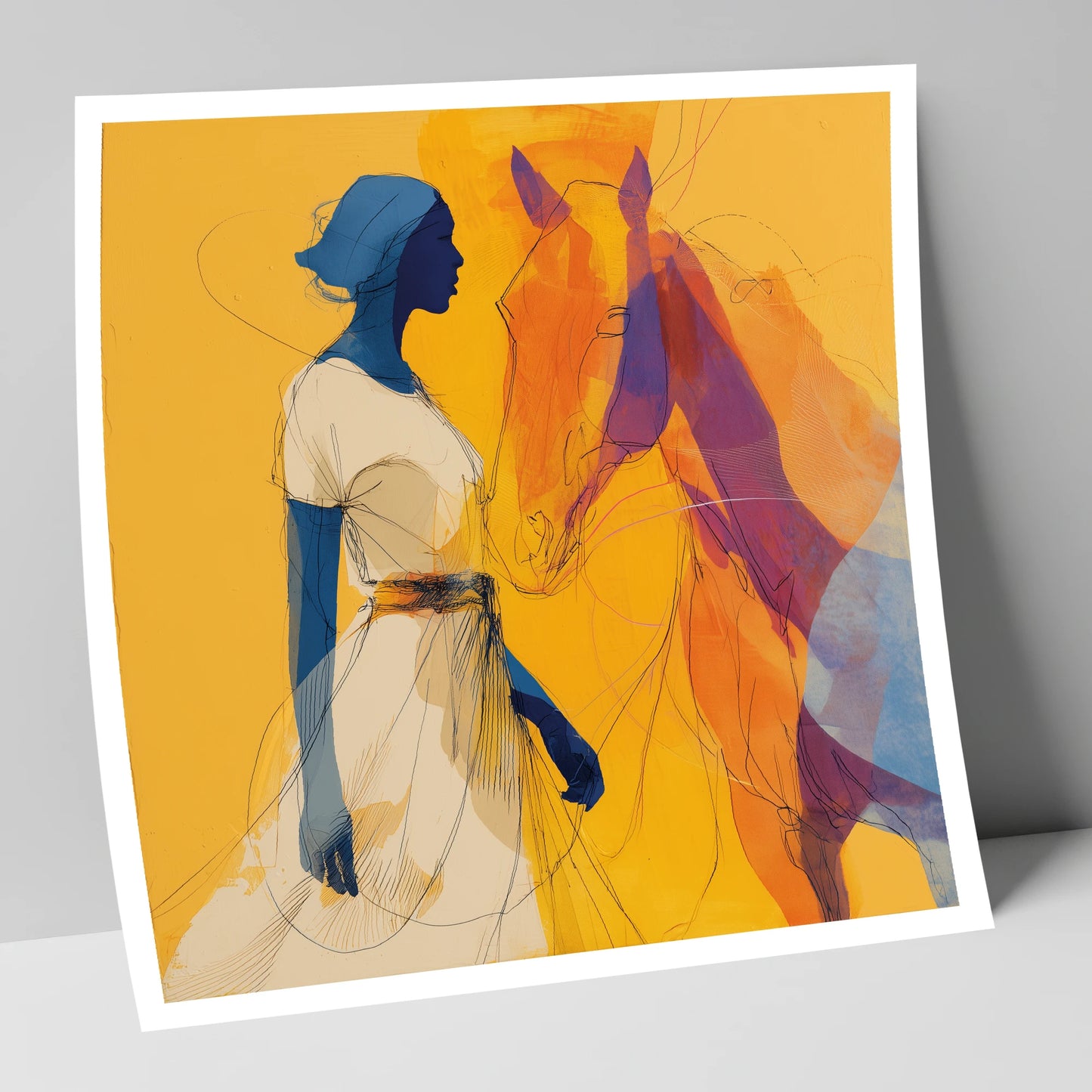 Golden Synchronicity horse & rider art print