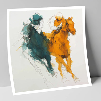 Dynamic Duel racing horse art print