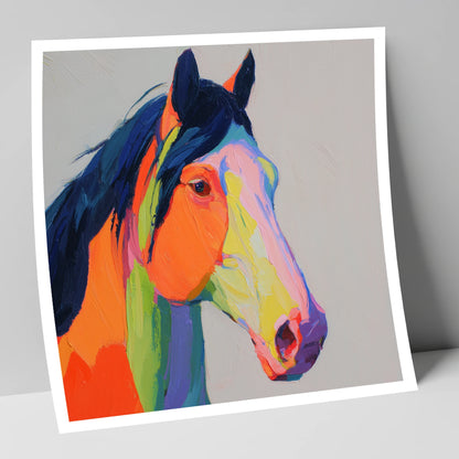 Technicolour Equine Profile horse portrait art print