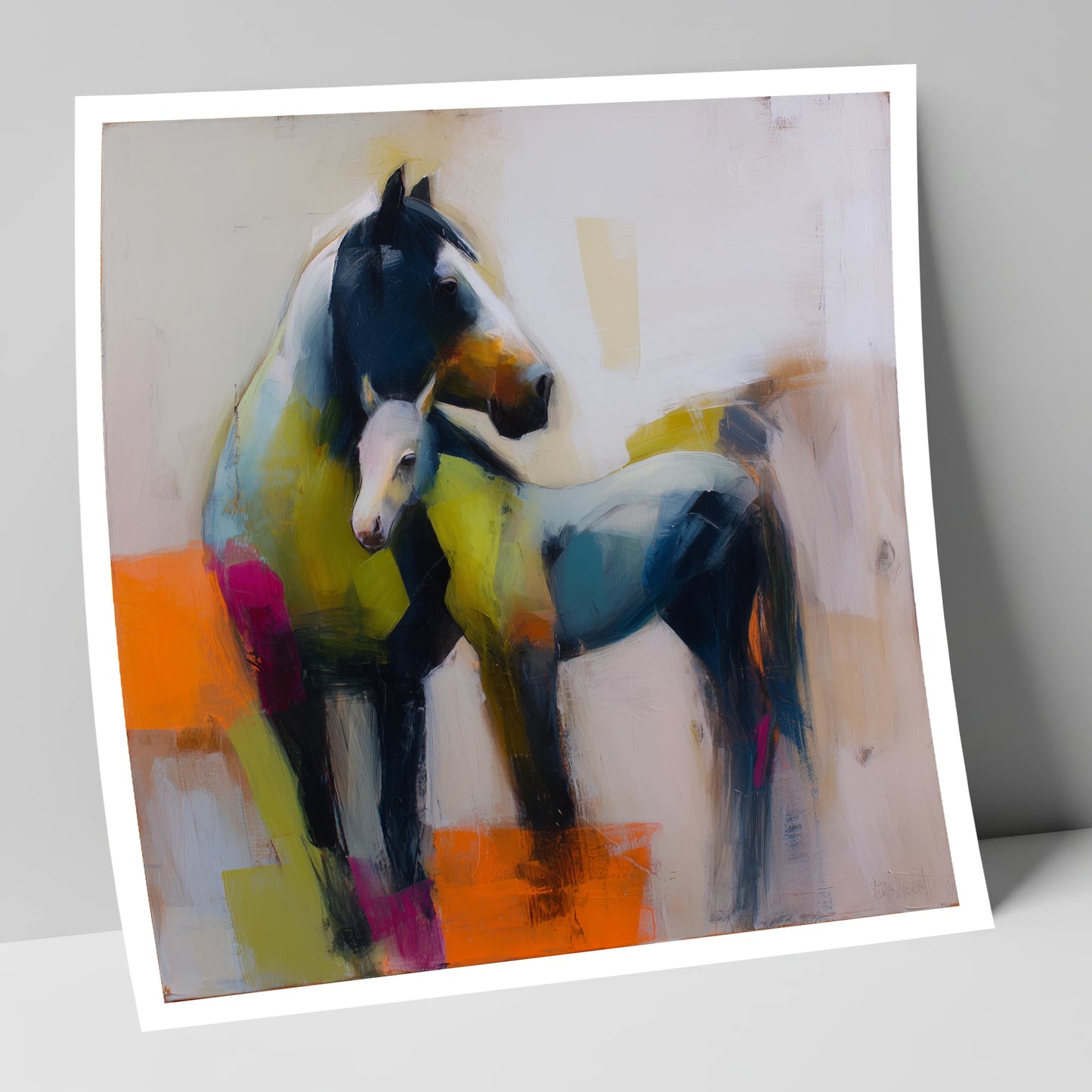 Vibrant Mare and Foal mare & foal art print