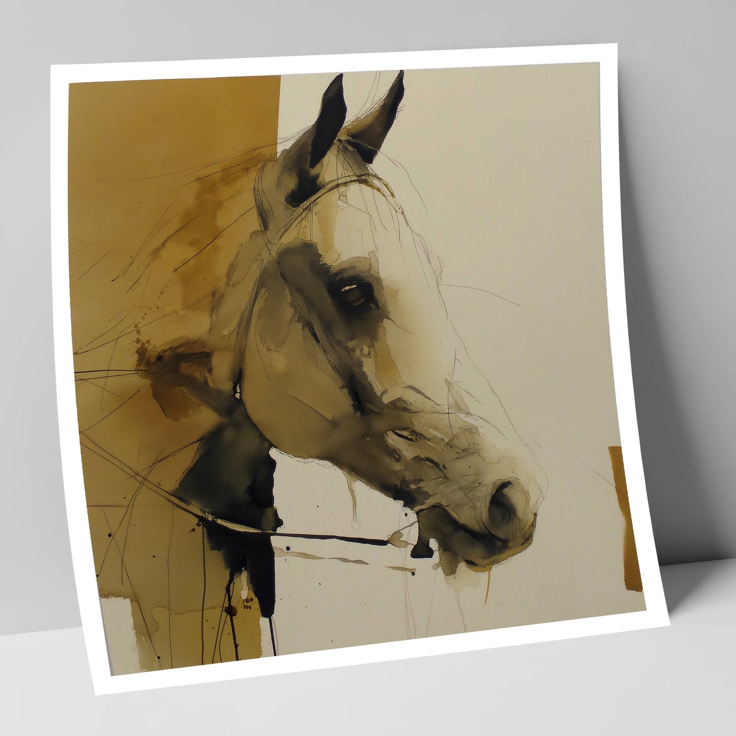 Sepia Wash Profile horse portrait art print