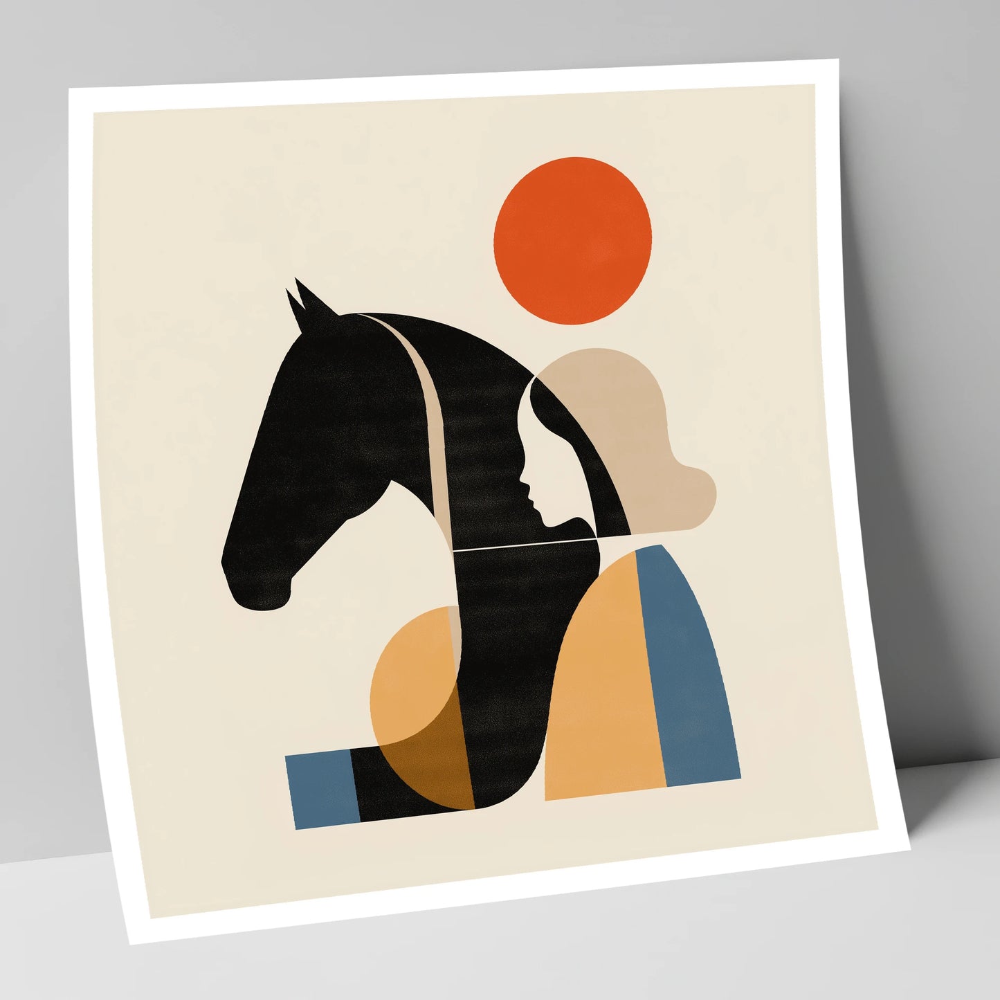 Geometric Equine Harmony horse & rider art print