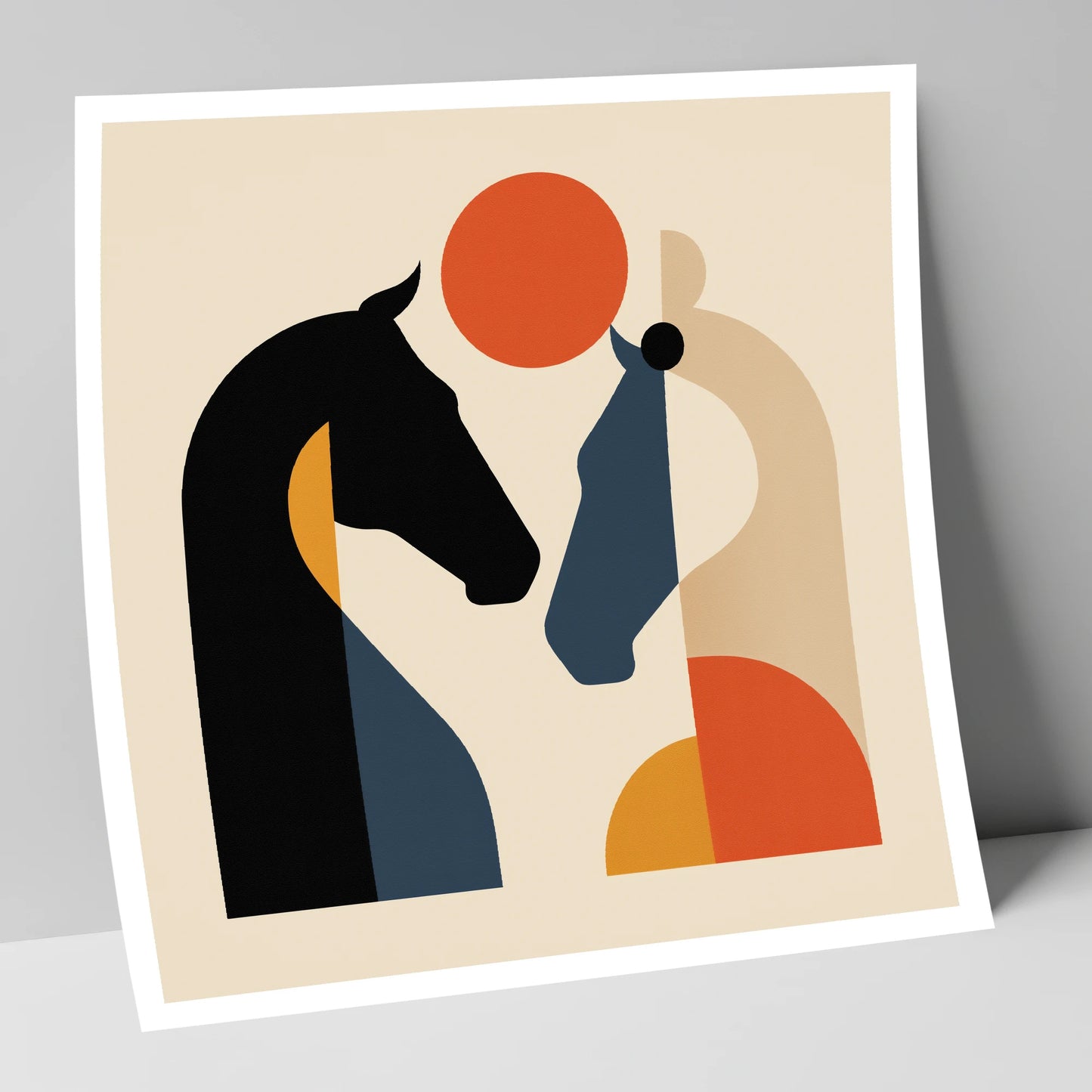 Mid-Century Equine Duo horse portrait art print