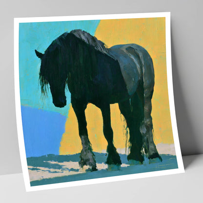 Heavy Horse Blue and Yellow horse breed art print