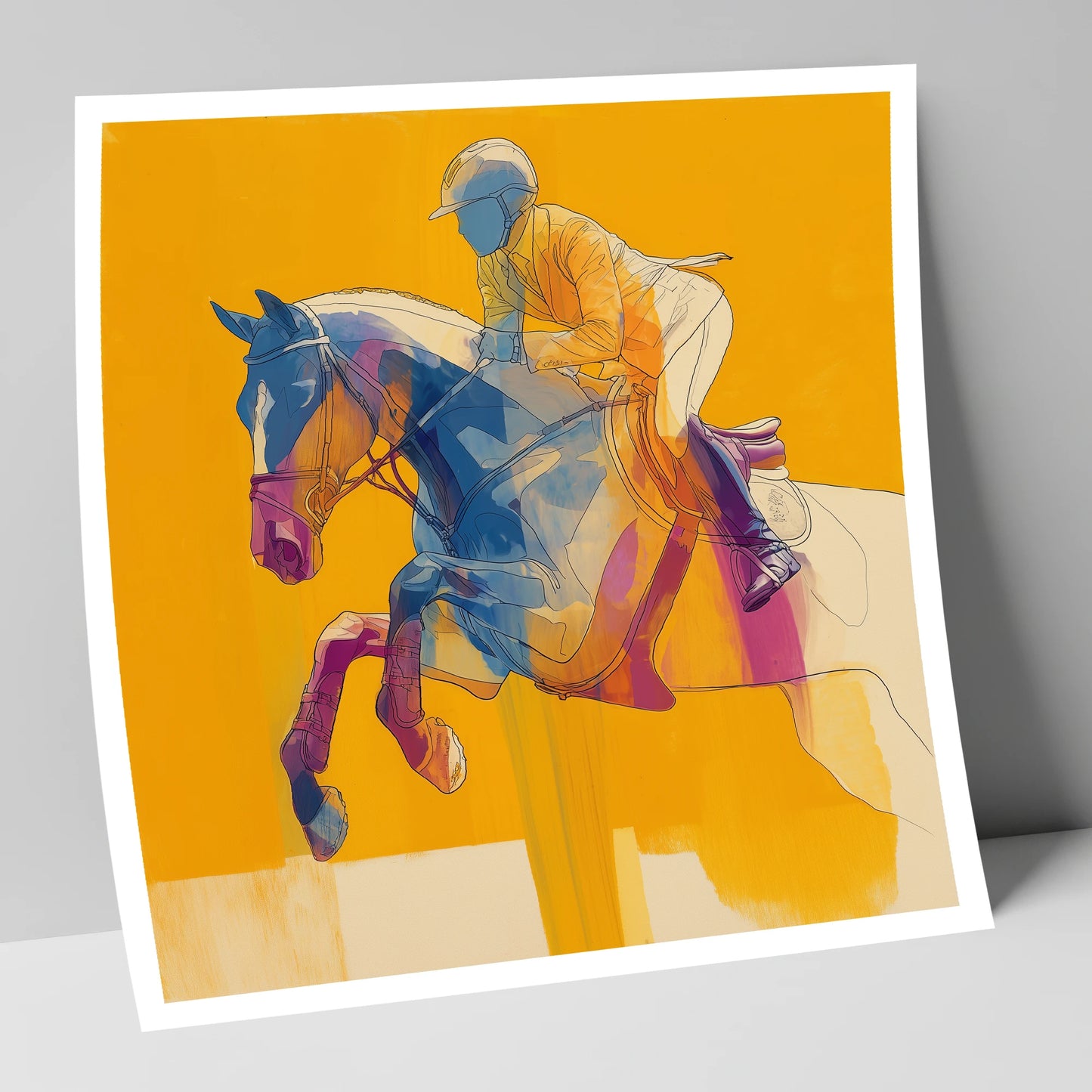 Vibrant Mid-Air Clearance show jumping horse art print
