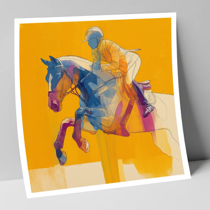 Vibrant Mid-Air Clearance show jumping horse art print
