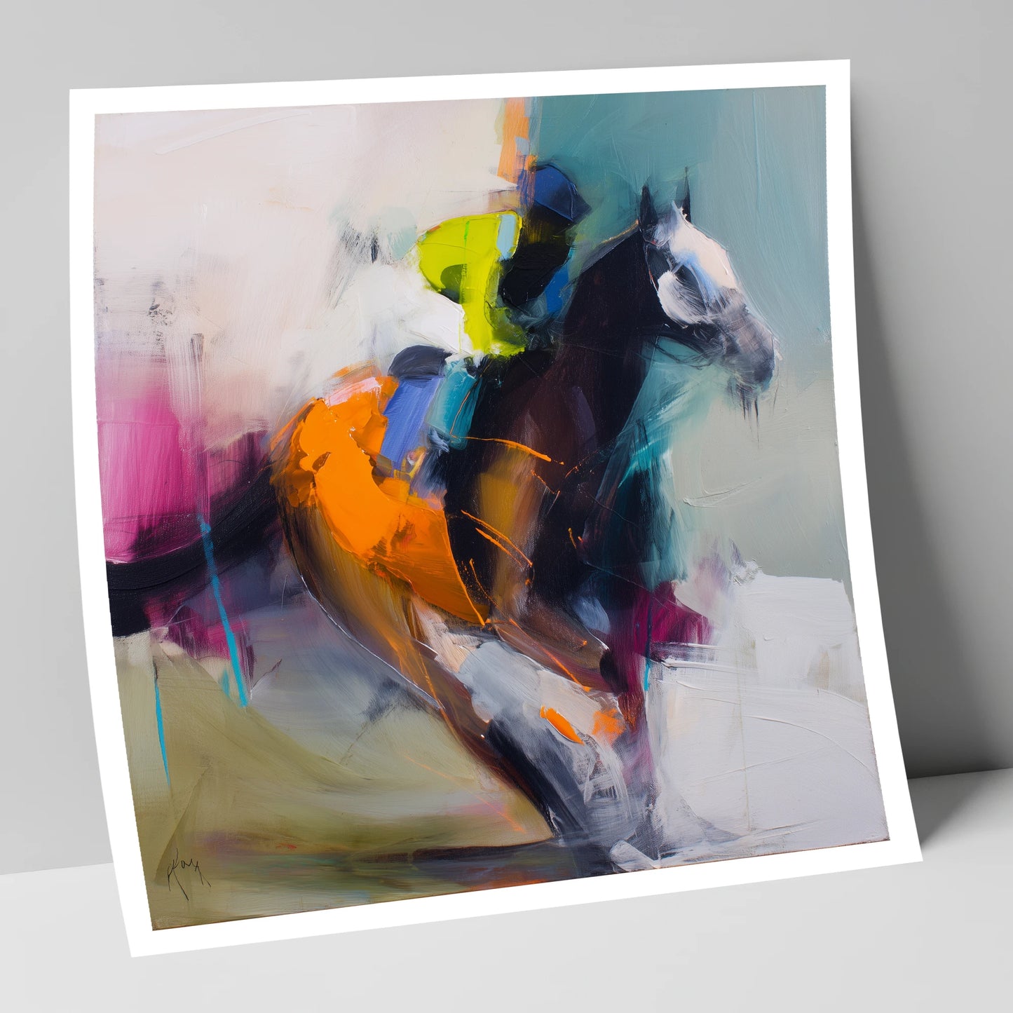 Technicolour Gallop racing horse art print