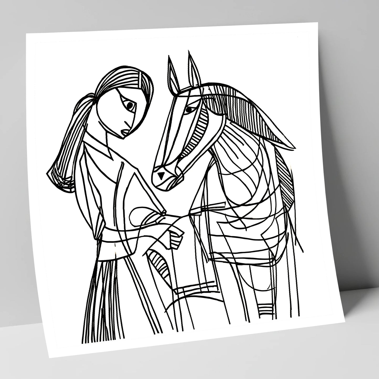 Lines of Connection horse & rider art print