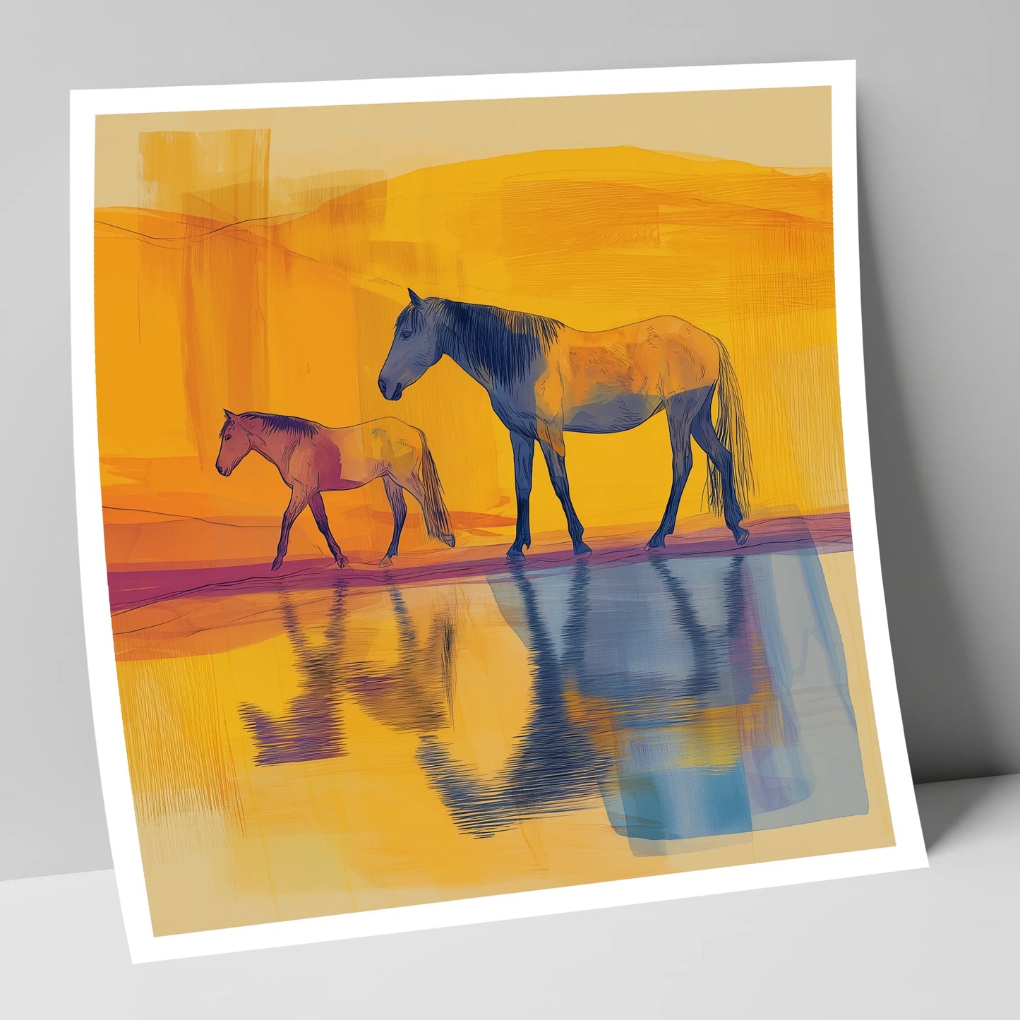 Golden Reflections horse landscape art print