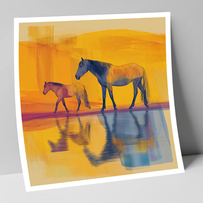 Golden Reflections horse landscape art print