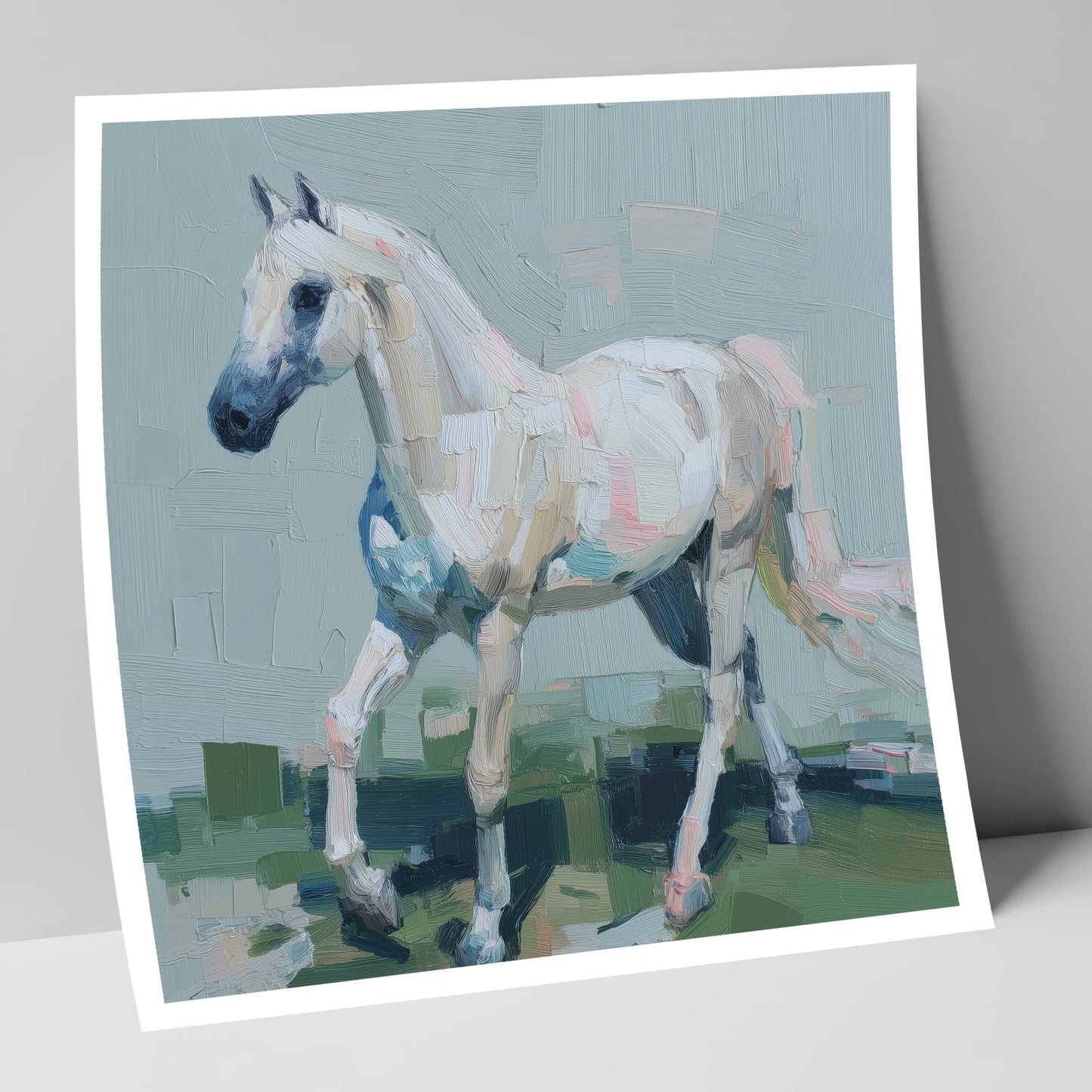 Contemporary Grey Stride horse breed art print