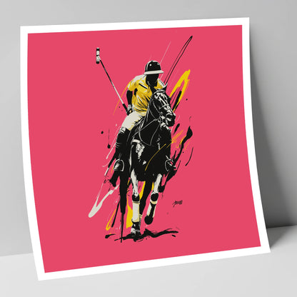 Velocity in Magenta polo horse art print