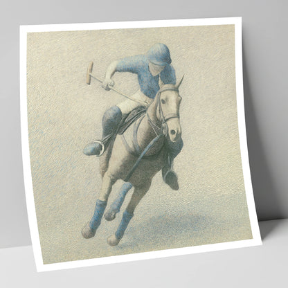 The Slate Blue Chukka polo horse art print