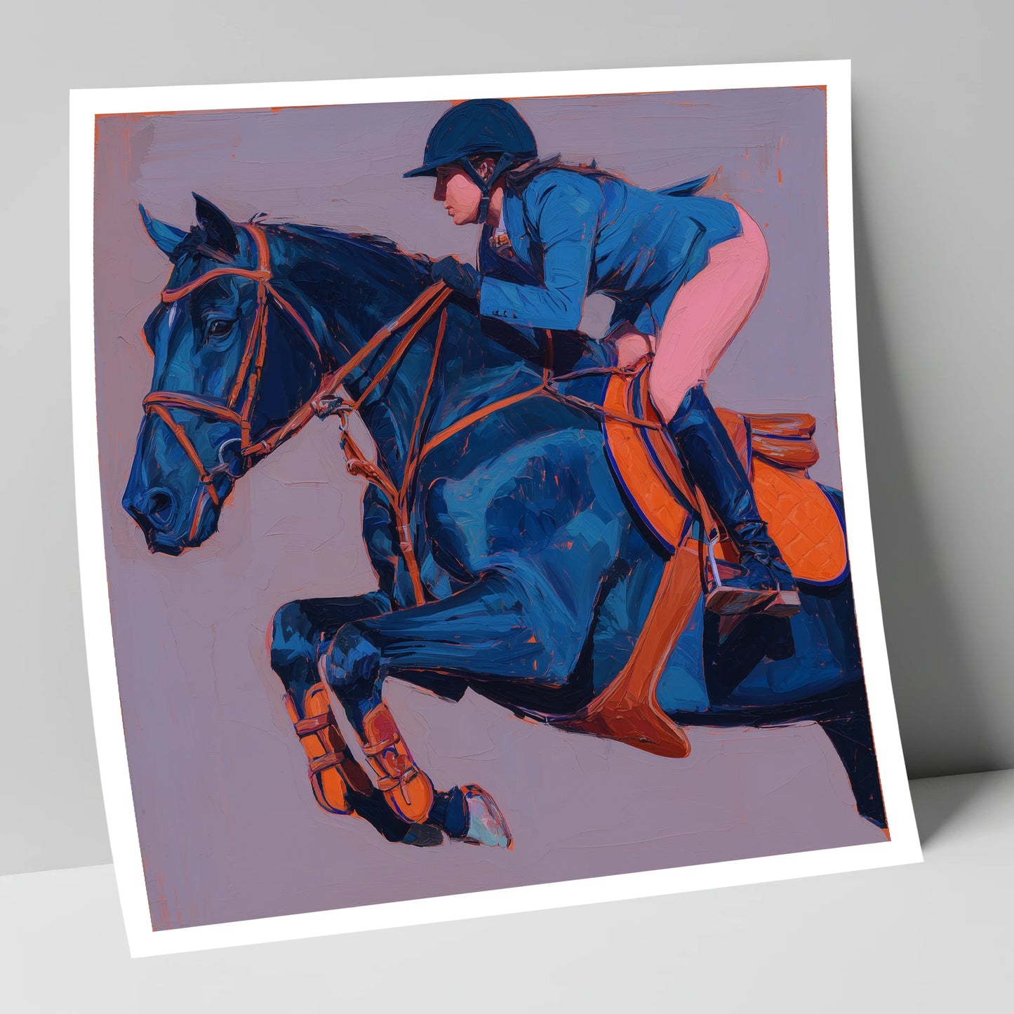 Flight in Indigo show jumping horse art print