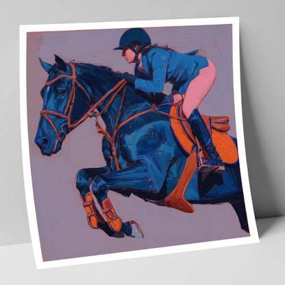 Flight in Indigo show jumping horse art print