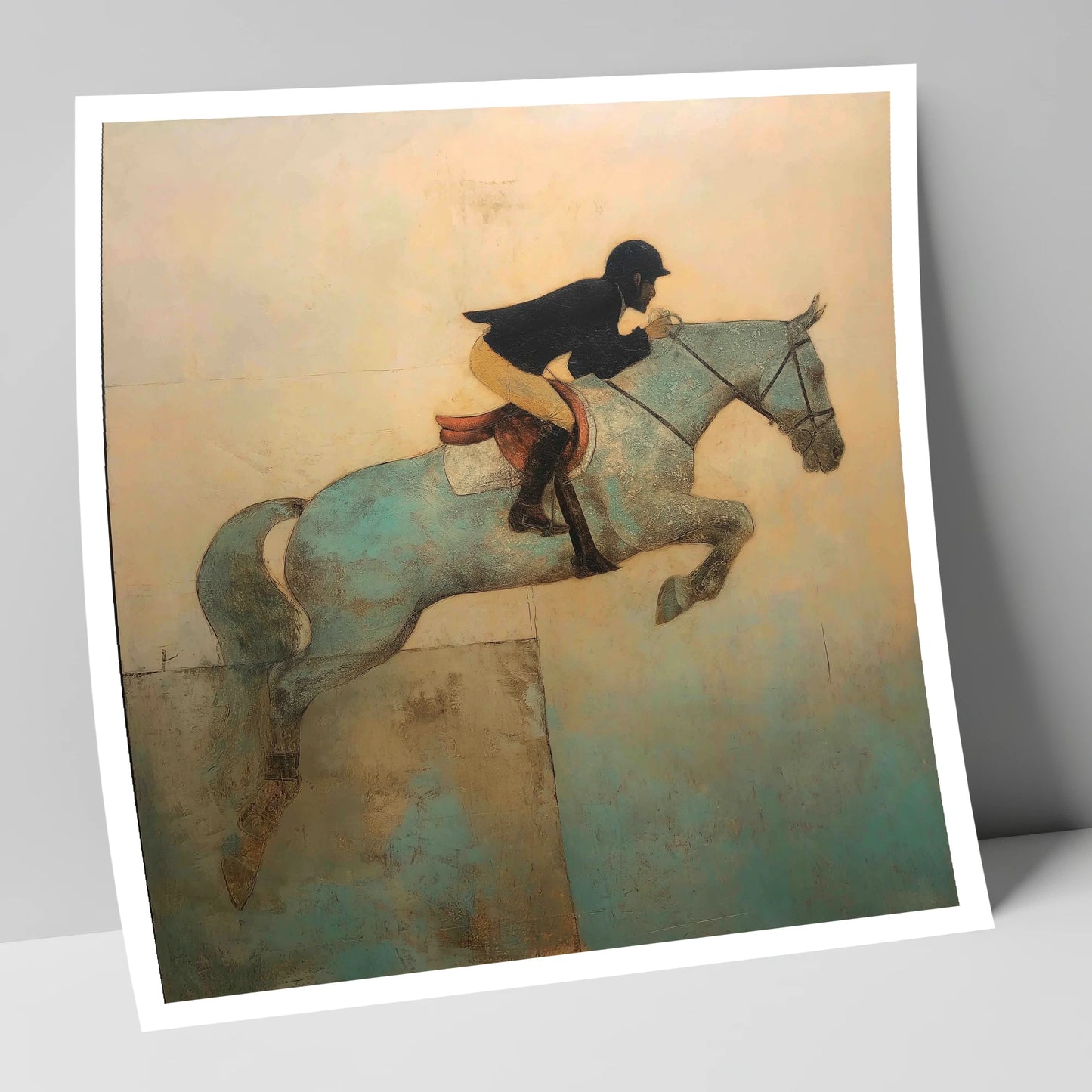 Turquoise Flight show jumping horse art print