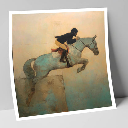 Turquoise Flight show jumping horse art print