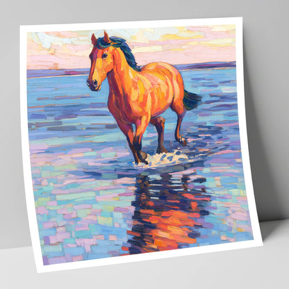 Sunset Shallows Stride beach horse art print
