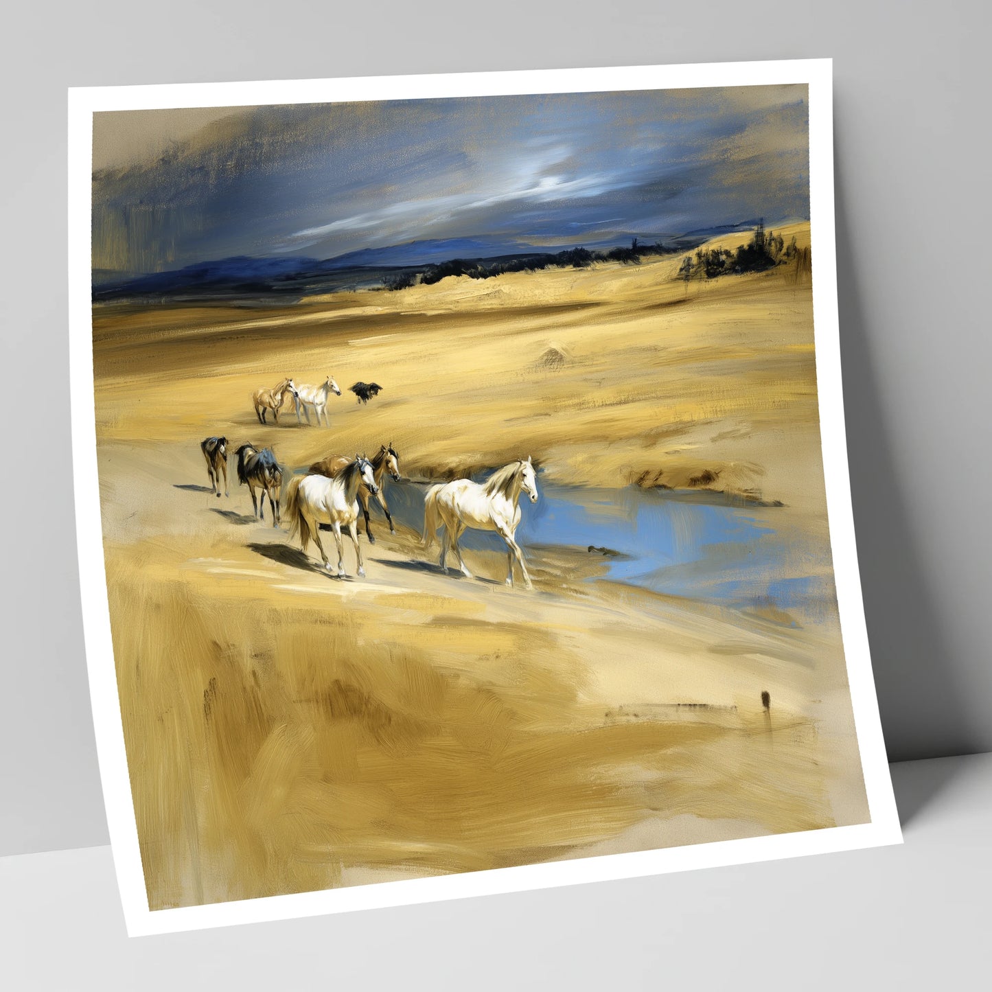 Golden Veldt Crossing horse landscape art print
