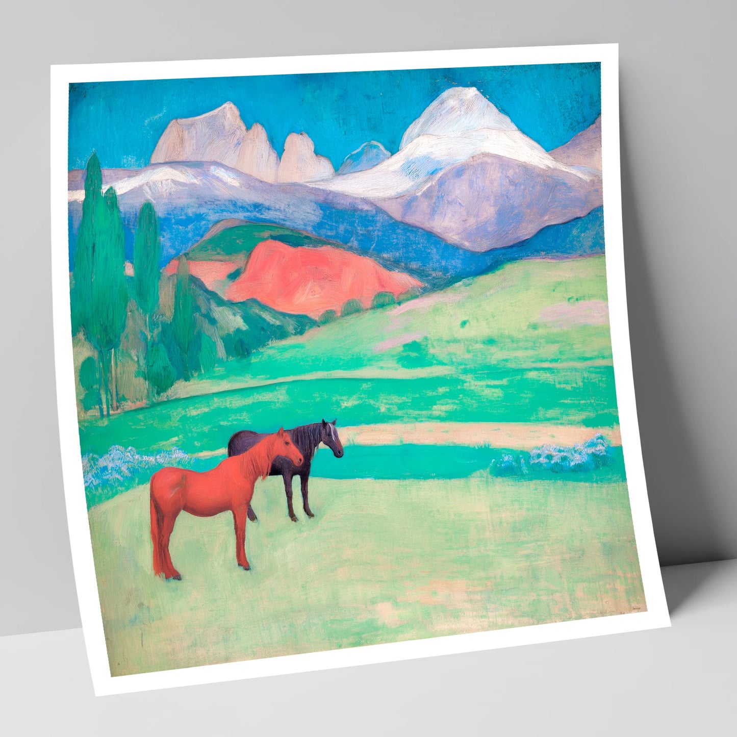 Crimson Mountain Companions horse landscape art print