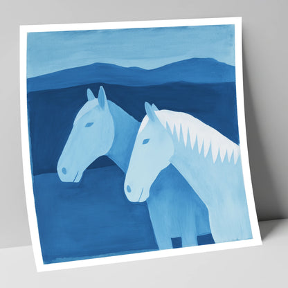 Azure Mountain Companions horse landscape art print