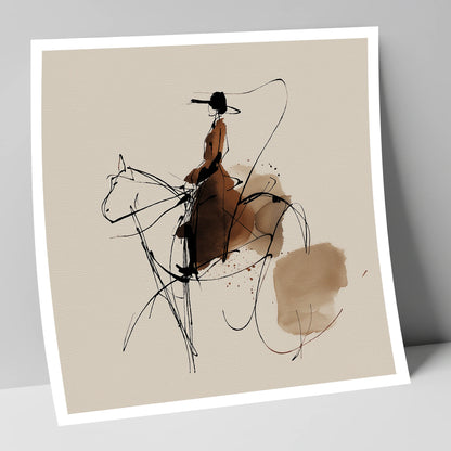 The Sepia Rider horse & rider art print