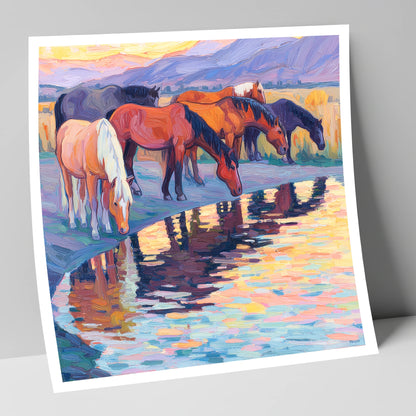Reflections at Dusk wild horses art print