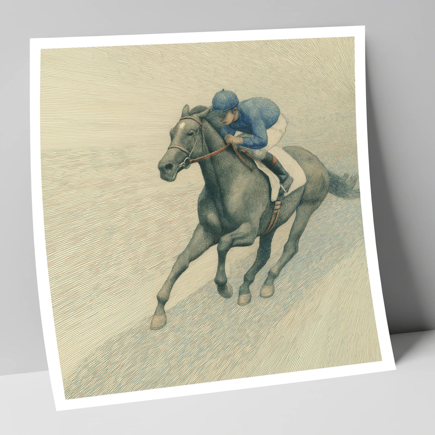 The Slate Grey Gallop racing horse art print