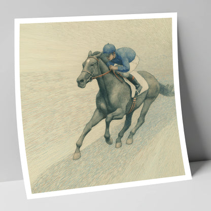 The Slate Grey Gallop racing horse art print
