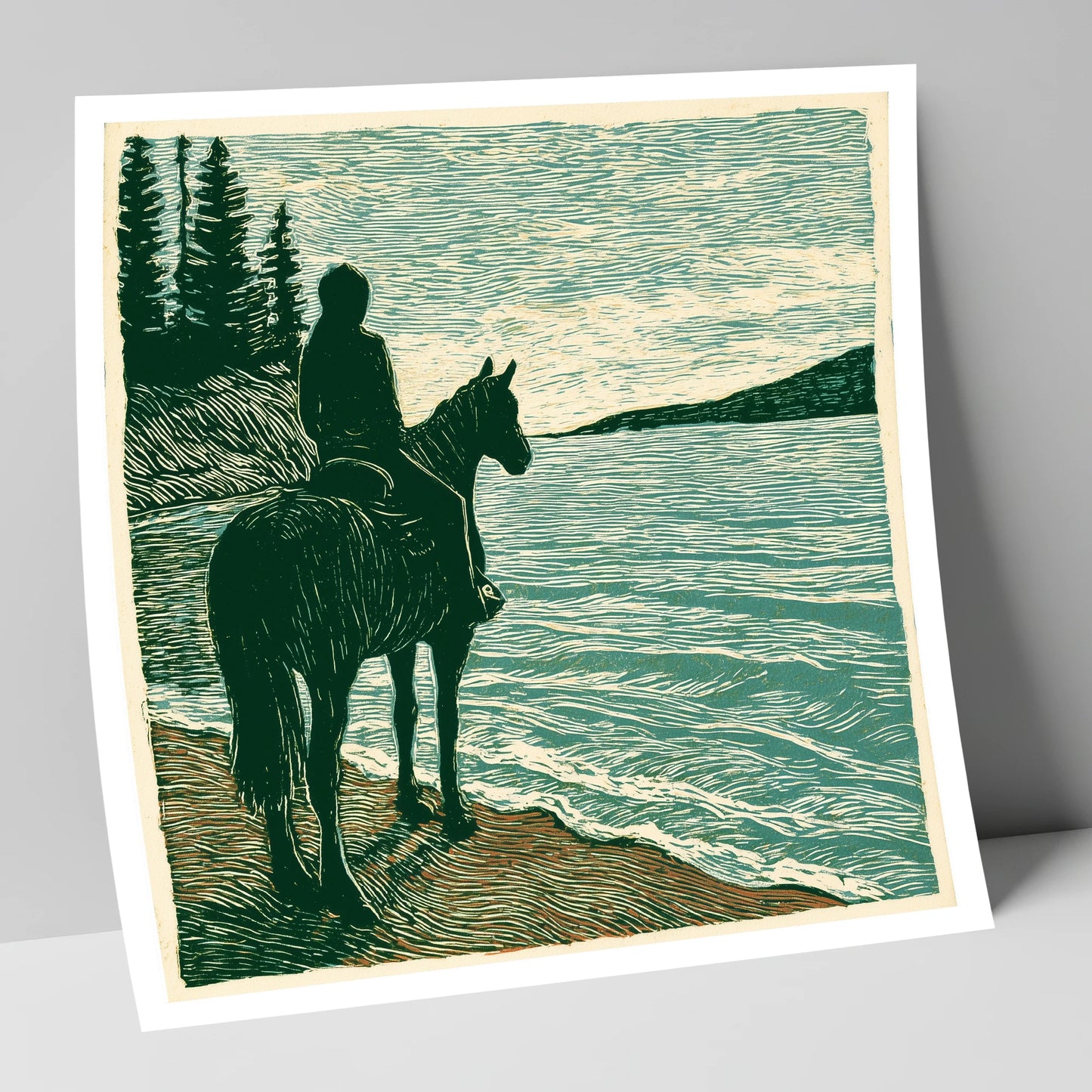 Coastal Solitude beach horse art print