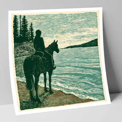 Coastal Solitude beach horse art print