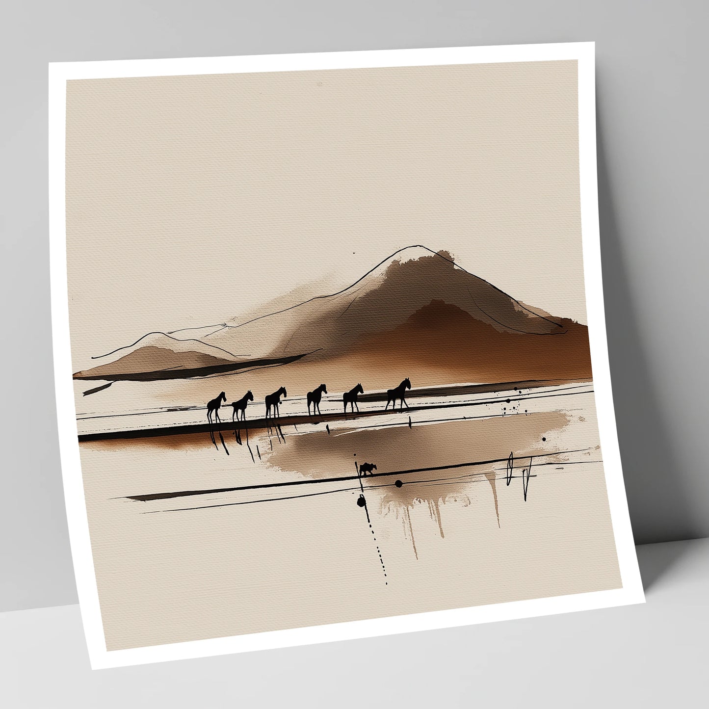 Journey Beneath the Peak horse landscape art print
