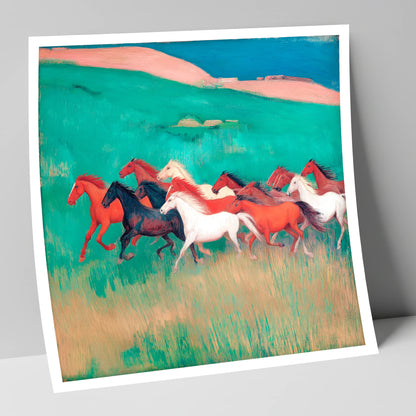 Crimson and Emerald Herd wild horses art print