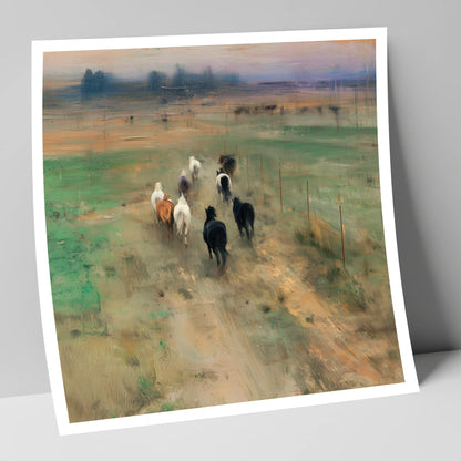 Heading for the Horizon wild horses art print