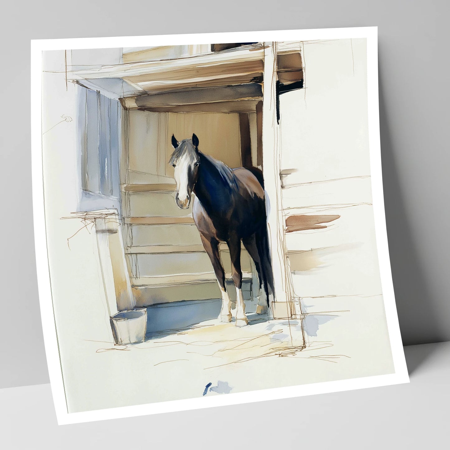 At the Stable Door horse stable art print