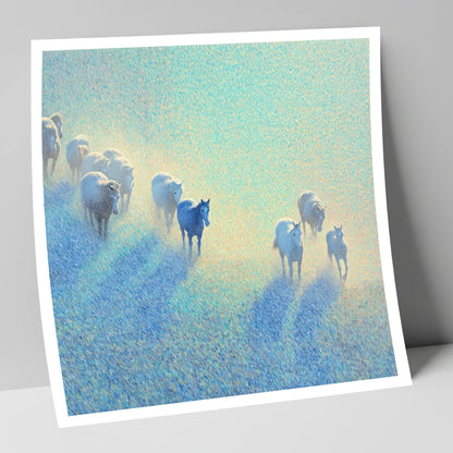 Ethereal Morning Herd wild horses art print
