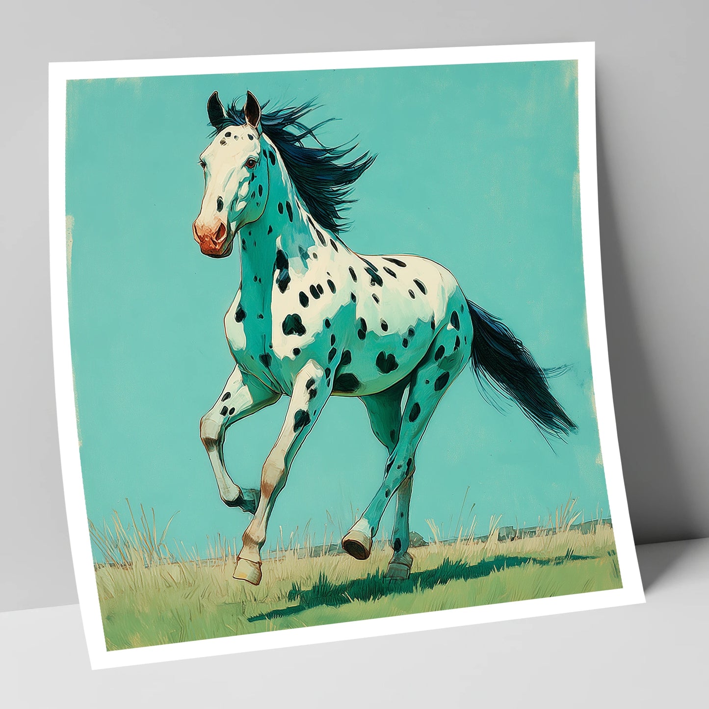 Teal Leopard Appaloosa horse breed art print