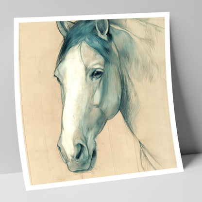 Azure Equine Study horse portrait art print