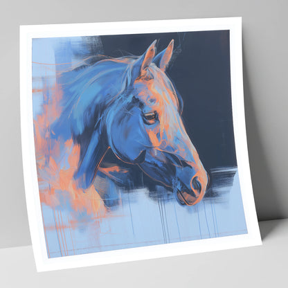 Expressive Cobalt Profile horse portrait art print