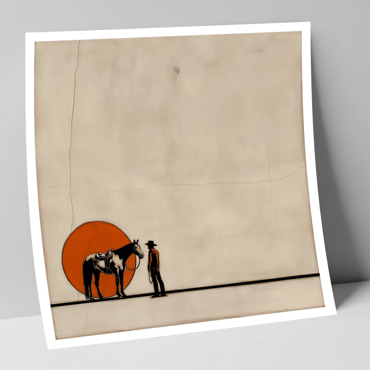 Frontier Sun Silhouette western horse art print