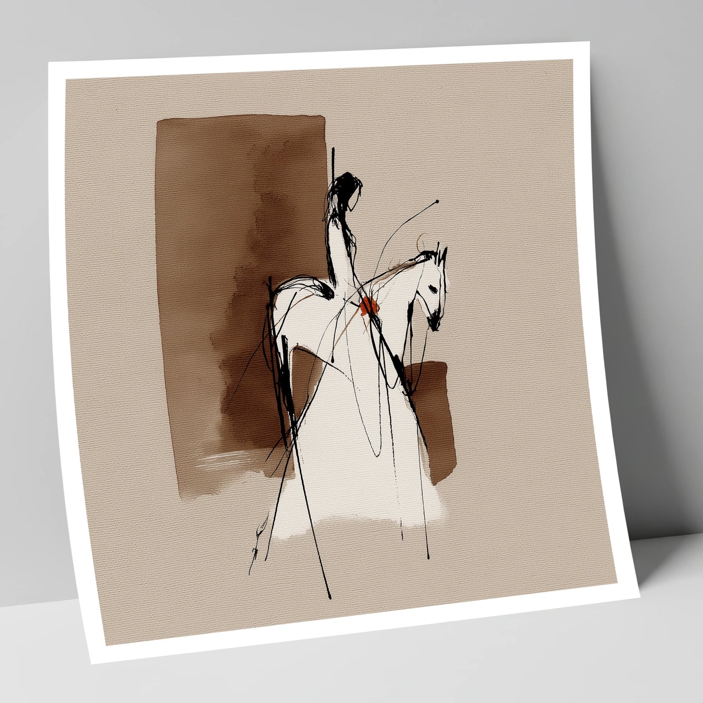 Sepia Rider Silhouette horse & rider art print