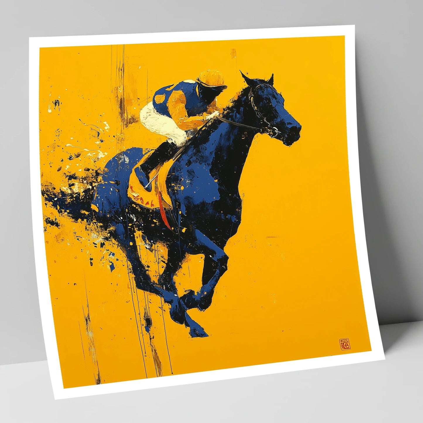 Midnight Pace on Gold racing horse art print