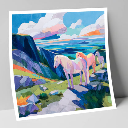 Vibrant Highland Dreamscape horse landscape art print