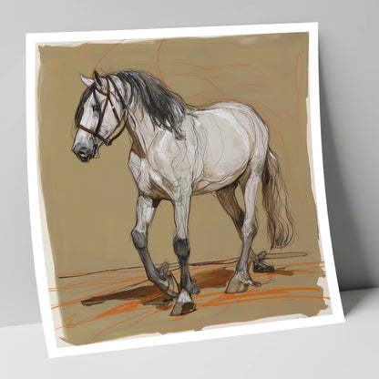 Spirited Grey Study horse breed art print